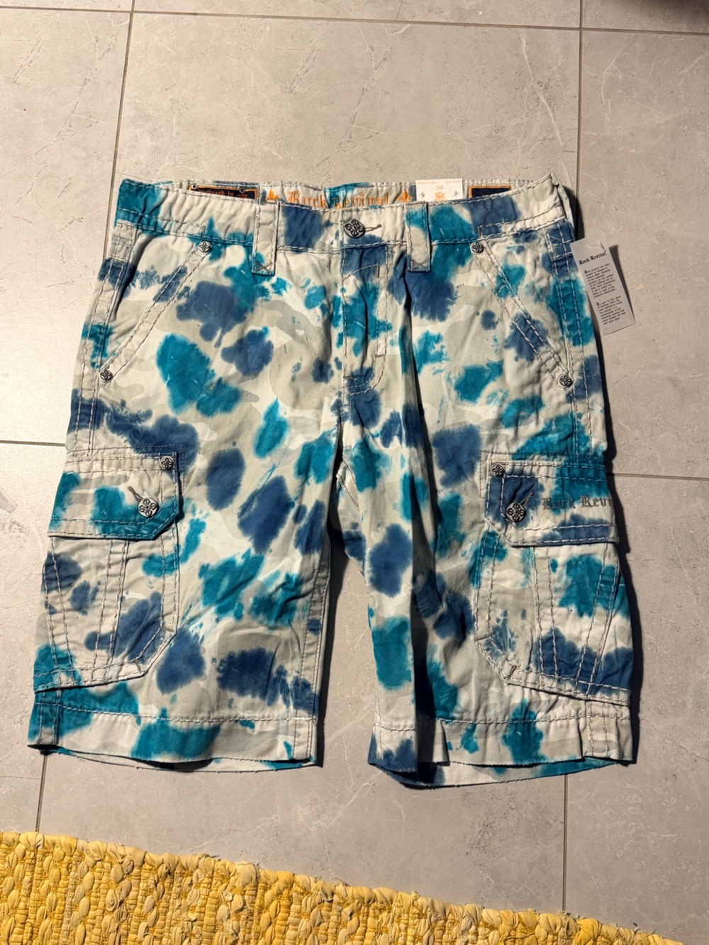 Buckle Men's Blue Tie-Dye Cargo Jeans